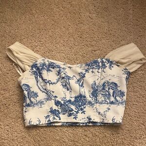 Elegant Blue and Cream Women's Corset
